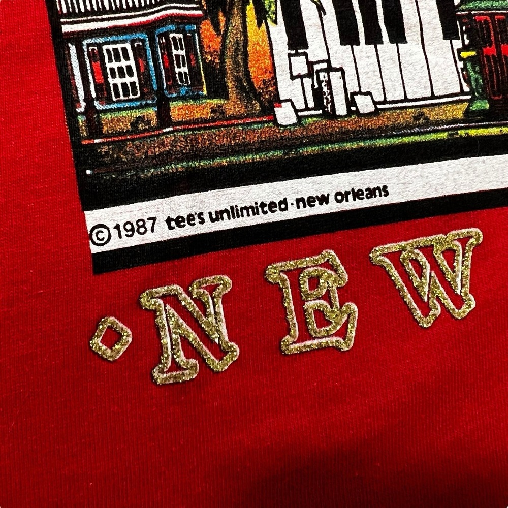 Vintage 1987 New Orleans T Shirt USA Made Screen Stars Best L Jazz Travel - Picture 3 of 9